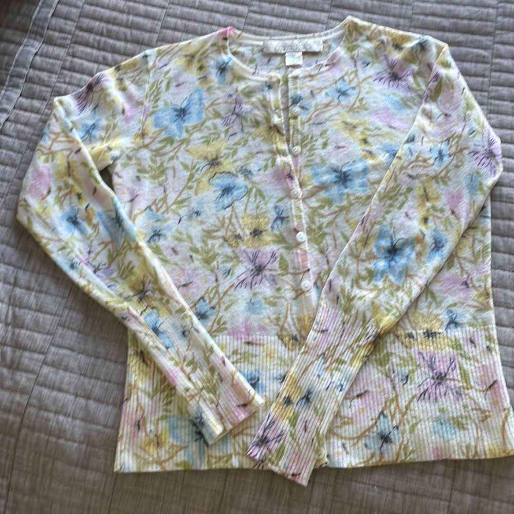 Cashmere button down multicolor sweater